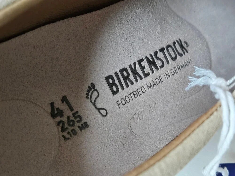 Unisex Birkenstock Oswego Suede Slip-On Shoes in Sandcastle Tan